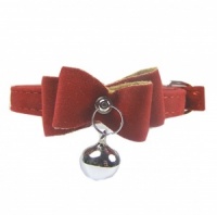 Cardinal Velvet Bow Bell Cat Collar